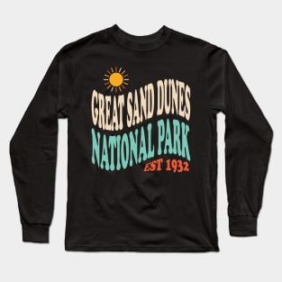 Great Sand Dunes National Park Retro Typography Long Sleeve T-Shirt